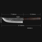 Kajiya Unnan 7" Japanese Hunting knife - Professional Meat & Poultry Deboning with Damascus Steel Blade & Ebony Wood Handle
